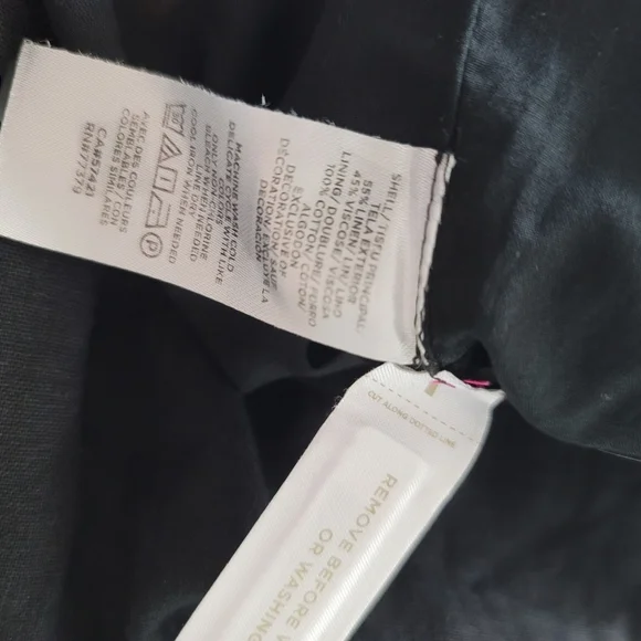 ANN TAYLOR, Scalloped Linen Blend Midi Dress, Black, Sz 8 - Picture 5 of 8